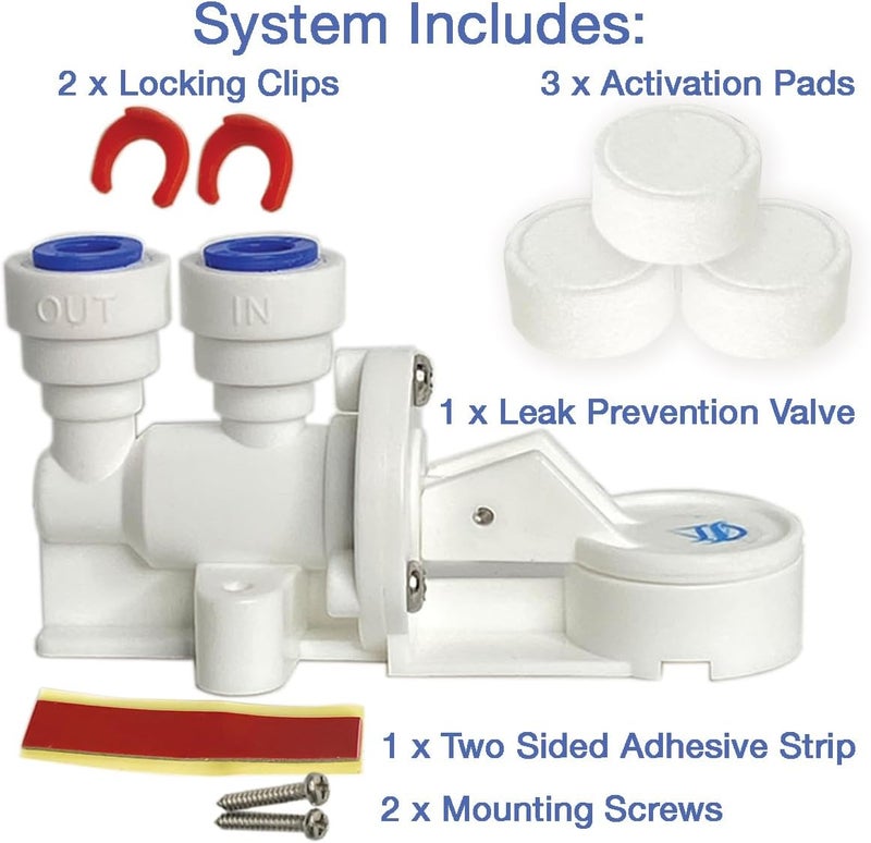 Filtration Warehouse 1/4", 3/8", or High Flow Leak Stop Valve, Automatic Water Shut Off Valve, Leak Detector, Leak Protection for Reverse Osmosis to Full Flow Under Sink Water Filters (1/4" 1-Pack) - Image 3